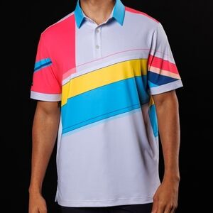 MENS GOLF POLO SHIRT SPECTRA COLORBLOCK NWT XL
